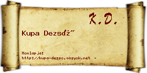 Kupa Dezső névjegykártya